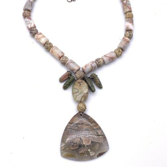 Unbranded Jewelry - Carved Natural Stone Boho Chic Necklace Statement